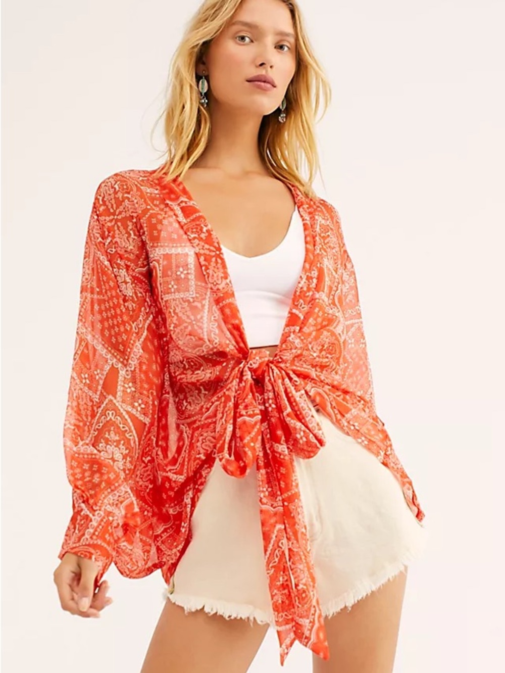 Free People Golden Hour Tie Front Kimono